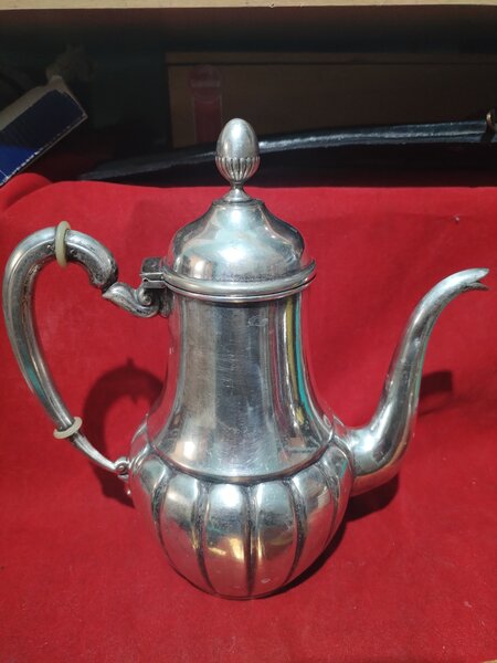 Ceainic antic alpaca placata cu argint,