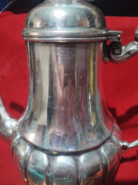 Ceainic antic alpaca placata cu argint,