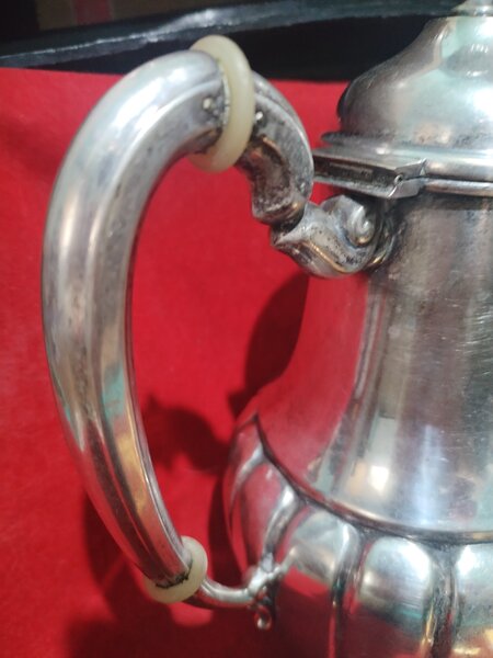 Ceainic antic alpaca placata cu argint,