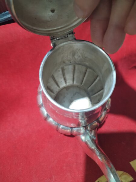 Ceainic antic alpaca placata cu argint,