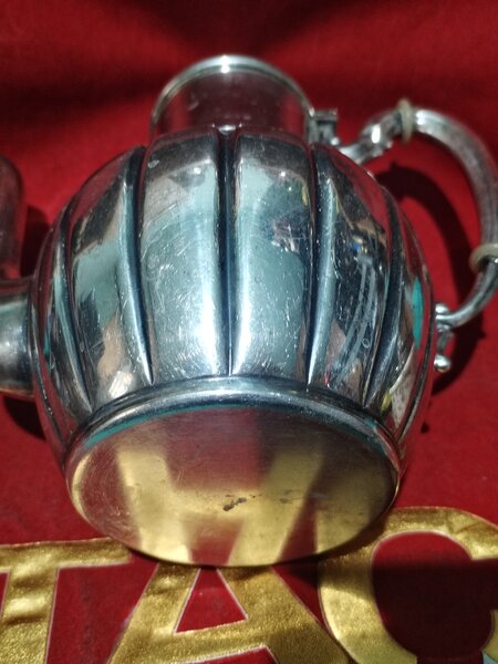 Ceainic antic alpaca placata cu argint,