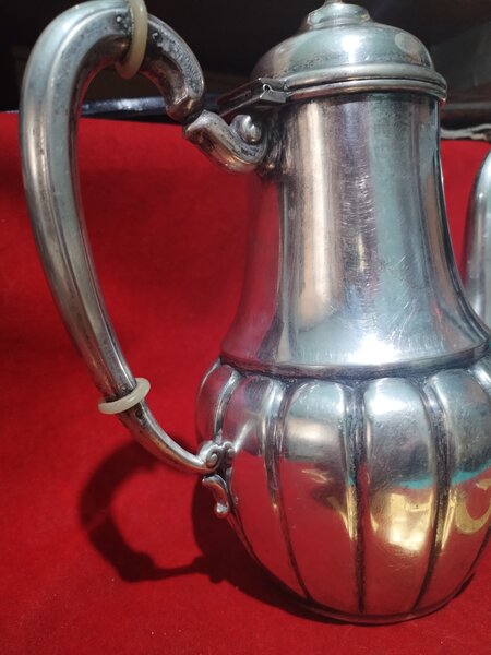 Ceainic antic alpaca placata cu argint,