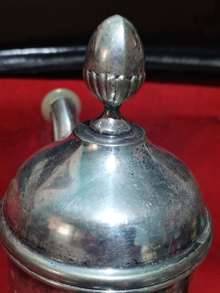 Ceainic antic alpaca placata cu argint,